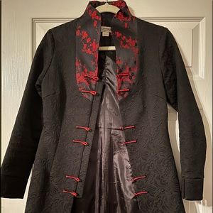 Beautiful Dragon Silk Jacket!  Black & Red!  100% Silk.  Small